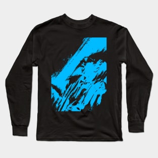 Cyan Man Wearing Tie Silhouette Long Sleeve T-Shirt